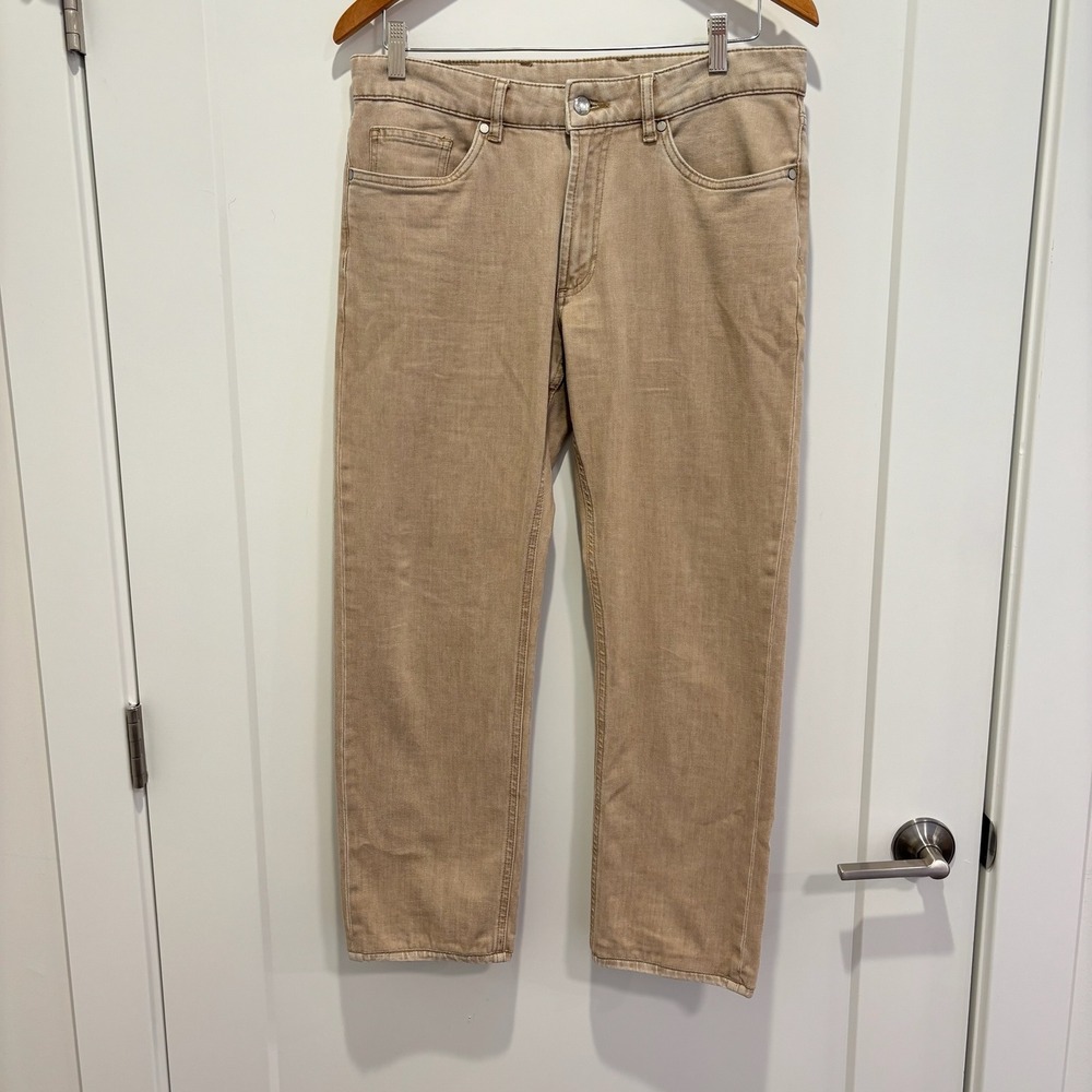 Peter Millar Collection Men's Khaki Brown Denim Straight Leg Jeans Size 33x28